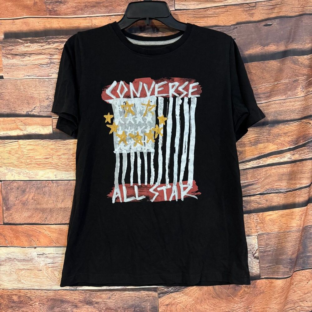 Converse T-Shirt Teen Boys' Black XL All Star American Flag Graphic Tee